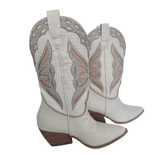 Steve Madden Wynter Boot Multi Croc Leather Western sz 6.5 - Picture 2 of 8